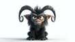 A 3D rendering of a cute and cuddly creature with horns and a fluffy coat.