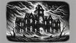 An illustration portraying an ancient, storm-ridden asylum with shadowy figures and an eerie atmosphere. AI Generated