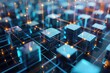 A photo of a multitude of large cubes placed in the middle of a room, creating an interesting visual pattern, Layers of horizontal blocks illustrating the blockchain protocol, AI Generated