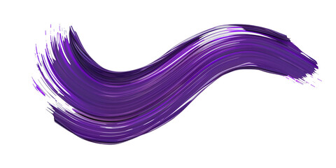 Wall Mural - Twisted 3d rendering shape, pink purple brush stroke isolated on transparent background