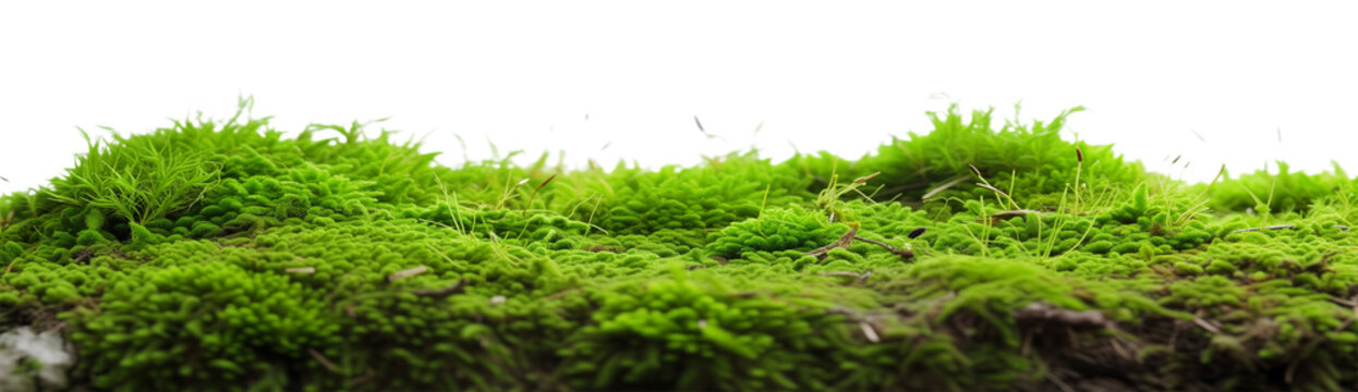Green moss scattered, isolated on transparent background