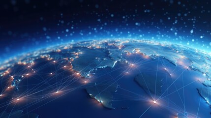 Wall Mural - illustration of a digital globe with glowing network connections, symbolizing global communication a