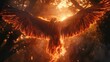 © Thanaphon - Phoenix bird rising from ashes fiery wings spread wide symbolizing rebirth and immortality