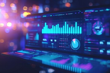 a computer screen showcasing a detailed bar chart with data points and labels, performance metrics a