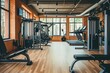 © Iftikhar alam - Spacious Gym Filled With a Wide Variety of Exercise Equipment, Personal training corner in a gym with a professional, AI Generated