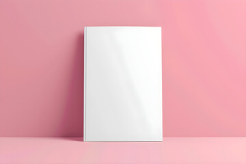 mockup of a blank cover white magazine with a pink background