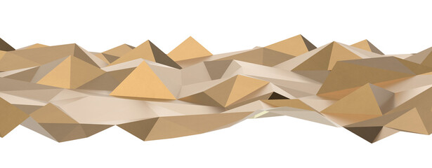 Abstract 3D render illustration,Surface gold crystal geometric triangle and Polygonal shapes template