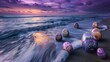 At the break of dawn, a secluded beach becomes a canvas for a splendid display. Easter eggs, each a masterpiece of design, are scattered with precision along the waterline.