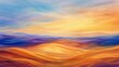 An abstract painting capturing the tranquil beauty of a sunset over rolling hills, with bold strokes of acrylic paint and dreamy clouds dancing across the canvas