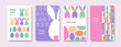 © Олия Низамутдинова - Set of Happy Easter cards in modern minimalistic style with geometric shapes, eggs. Trendy editable vector template for greeting card, poster, banner, invitation, social media post.