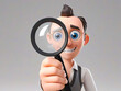 © Ekaterina - Cartoon Man looking through a Magnifying Glass