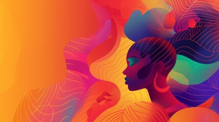 Wall Mural - woman's day, vibrant colors, gradient, copy space, 16:9