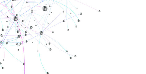 Wall Mural - Big data visualization. Network connection structure with chaotic distribution of points and lines. 3D rendering.
