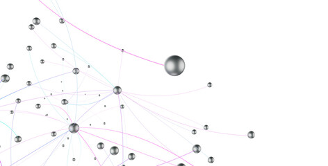 Wall Mural - Big data visualization. Network connection structure with chaotic distribution of points and lines. 3D rendering.