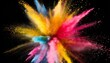 explosion of colored powder on black background