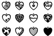 Set heart-shaped pendants - love party decoration - Valentine's Day vector graphics - black pendant silhouette with love / amore / kiss written... ideal for cricut, accessories, plotter, laser