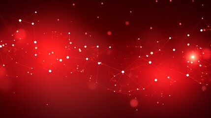 Abstract connected dots on bright red background. Technology concept