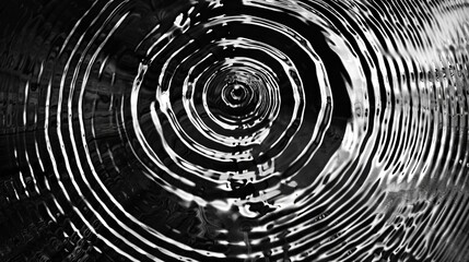 Fototapete - A mesmerizing monochrome vortex of light, spiraling in abstract circles, creating ripples in the water