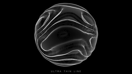 Wall Mural - ultra thin line fluid geometry. dynamic vector distorted spheres.
