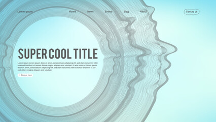 Landing page abstract design with sphere element. Template for website or app.