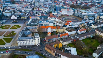 Wall Mural - Aerial of the downtown in Kassel in Hesse, Germany on a sunny day in autumn