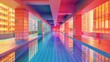 Colorful Vaporwave Liminal Space Pool