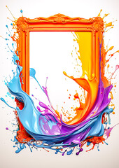 Wall Mural - Vibrant Abstract Fluid Wave Splash Picture Frame.