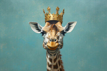 king giraffe in his crown being so serious and self proud