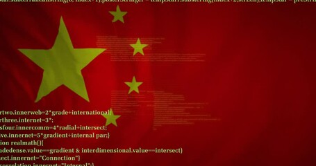 Sticker - Animation of data processing over flag of china