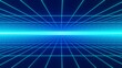 3d abstract retro sky blue aqua neon grid. Wireframe sci-fi futuristic background 80s 90s videogame y2k style. Glow shine light in the middle of space galaxy. Disco music party. Illustration 8k 
