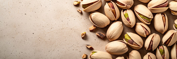 Wall Mural - pistachios background with copy space 