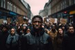 Protest black people. Racism crowd. Generate Ai