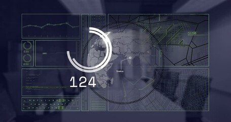 Sticker - Animation of financial data processing over desk in office