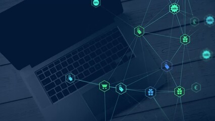 Poster - Animation of network of connections over laptop