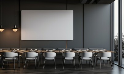 Wall Mural - Interior of modern cafe with mock up poster.