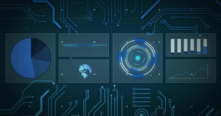 Animation of digital data processing over computer circuit board