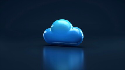 Close-up, Abstract minimal cloud computing icon with dark background