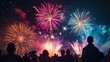 © Joyce - People watch beautiful fireworks show to celebrate Chinese lunar new year.