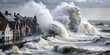Stormy Seas Batter North Sea Shoreline, waves, crashing, powerful, dramatic, nature, weather