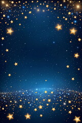 gold stars on navy blue background, particles and sparkling_03