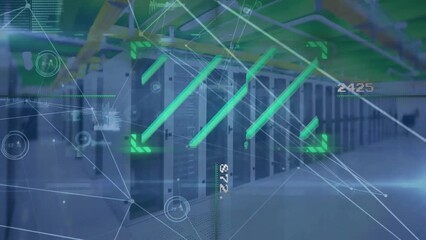 Canvas Print - Animation of digital data processing over computer servers