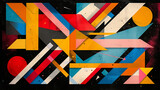 Fototapeta Przestrzenne - An abstract geometric composition featuring vibrant colors and sharp angles, creating a visually striking and modern design for a trendy t-shirt.
