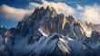 High altitude panorama of jagged peaks