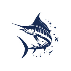 Wall Mural - Silhouette of a blue marlin fishing logo icon vector illustration