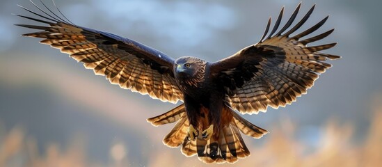 Canvas Print - Graceful bird with outstretched wings soaring through the sky in flight