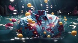 Fototapeta Sport - a shirt floating in the water with bubbles