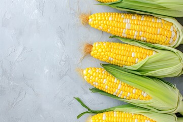 Wall Mural - different type of corn on white background copy  space 