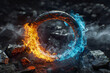 3d render of a ring that controls fire on one half and ice on the other a symbol of power