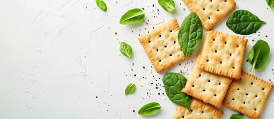 Poster - Aesthetic background of cracked ground with fresh green basil leaves and soft sunlight