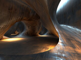 Fototapeta Perspektywa 3d - 3d render of a tunnel with a smooth curvilinear form and subtle lighting
